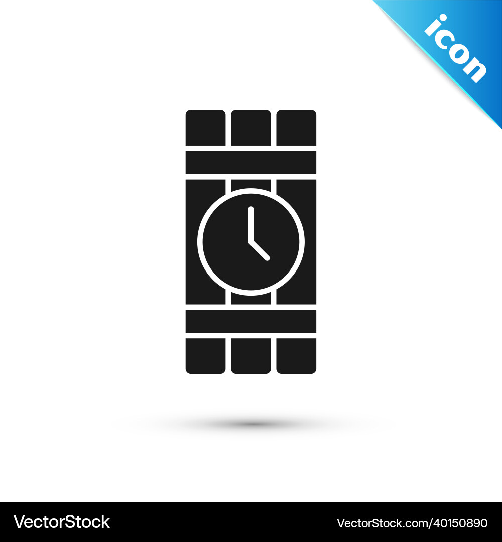 Grey detonate dynamite bomb stick and timer clock Grey detonate dynamite bomb stick and timer clock vector image