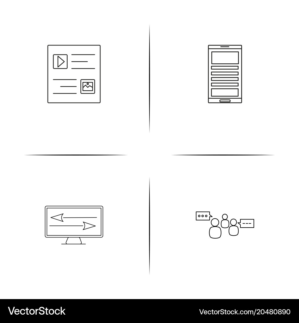 Internet of things simple linear icons set vector image