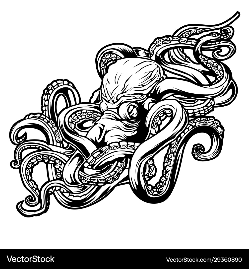 Kraken Tentacle Monster Drawing vector image