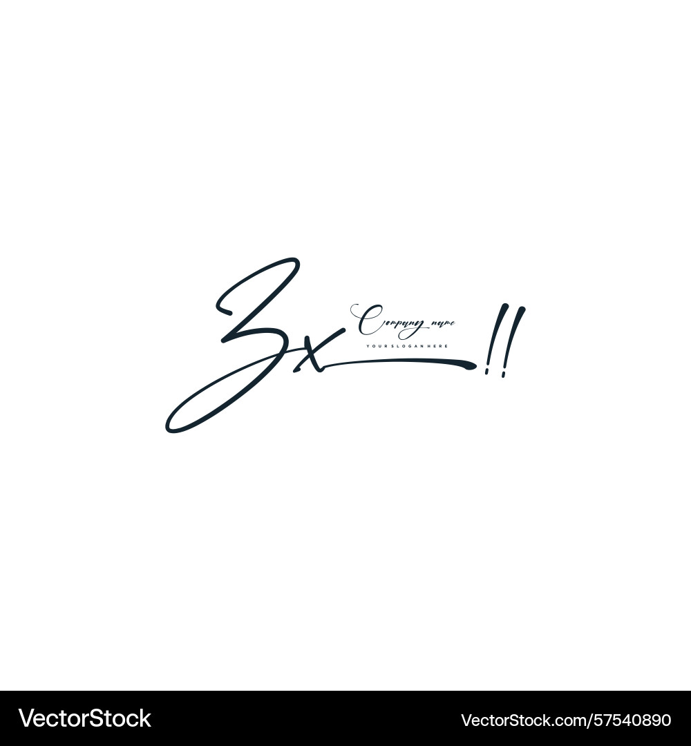 Minimal signature logo design with zx initials Minimal signature logo design with zx initials Vector Image