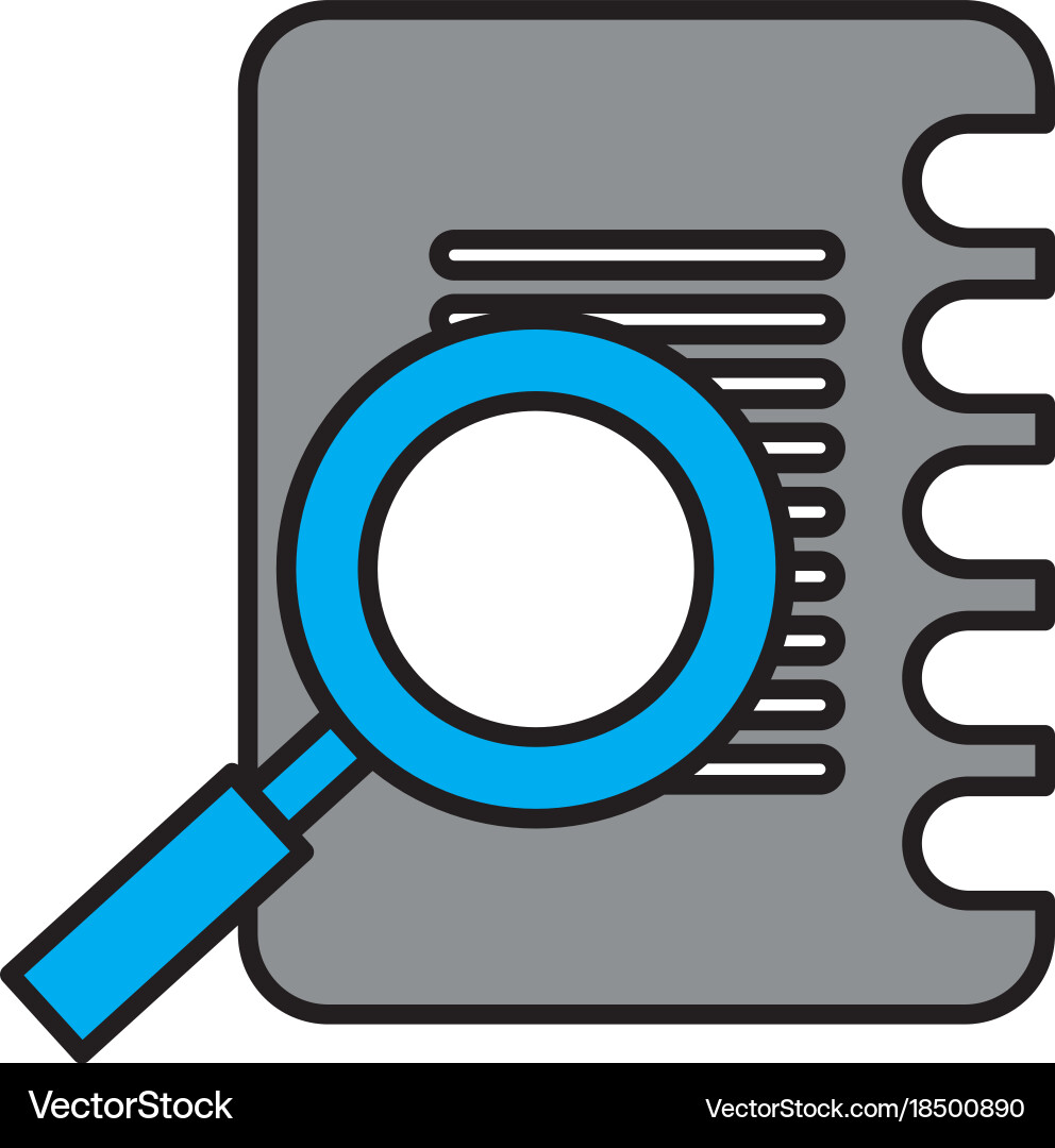 Notebook with magnifying glass Vector Image