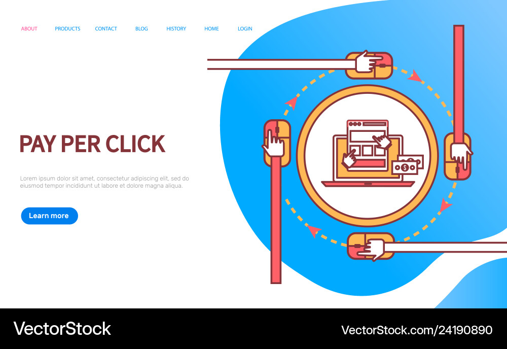 Pay per click online order web computer Pay per click online order web computer vector image