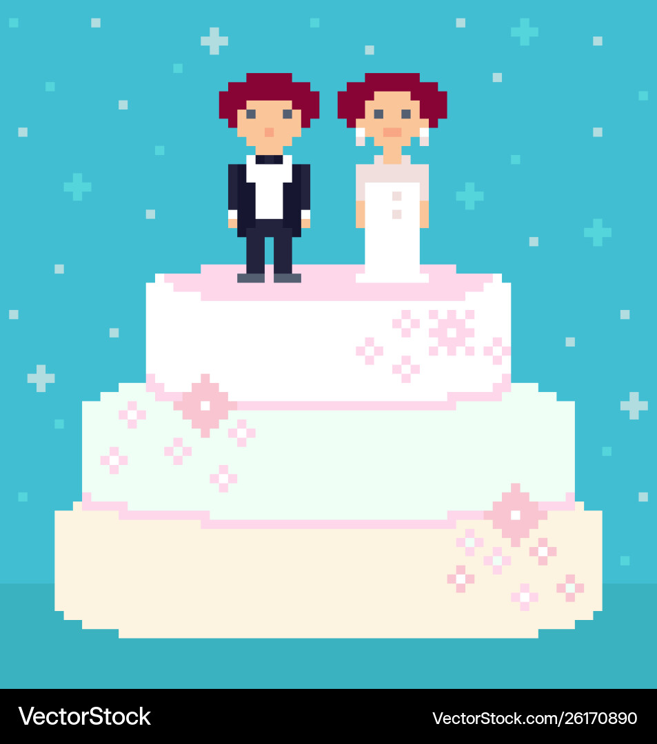 Pixel Kunst Hochzeit Paar Zeichen Pixel Kunst Hochzeit Paar Zeichen vektorbild