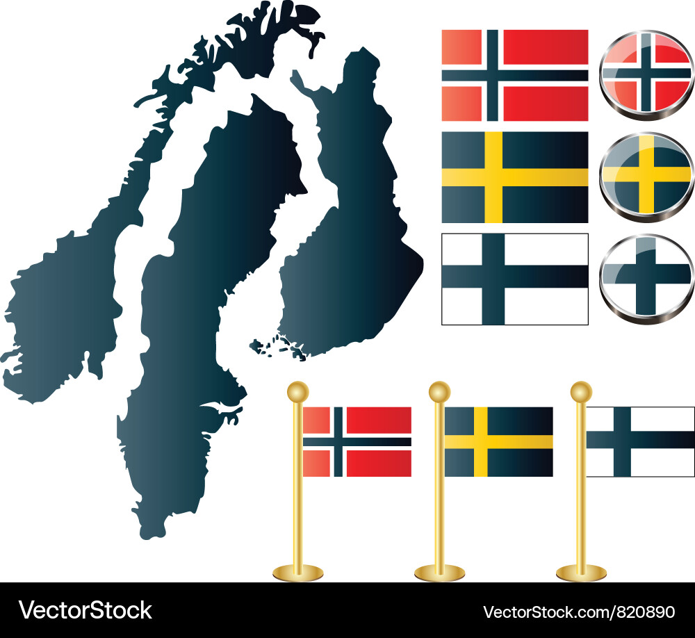 Scandinavian Maps & Flags vector image