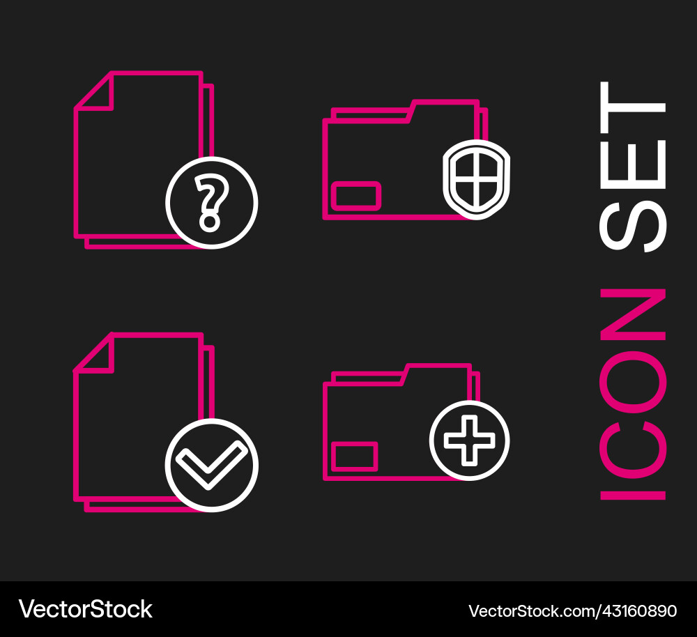 Set line add new folder document and check mark Set line add new folder document and check mark vector image