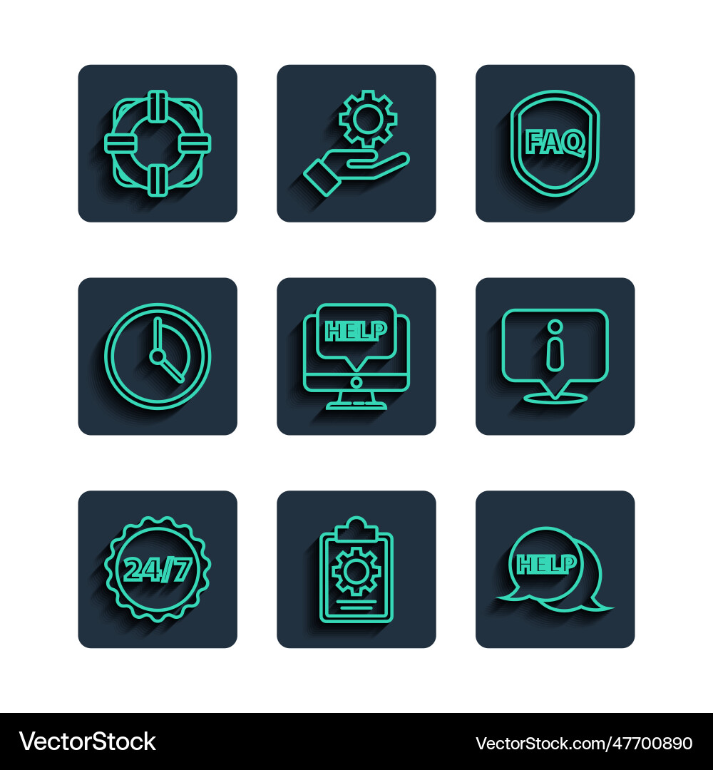 Set line clock 24 hours checklist with service Set line clock 24 hours checklist with service vector image