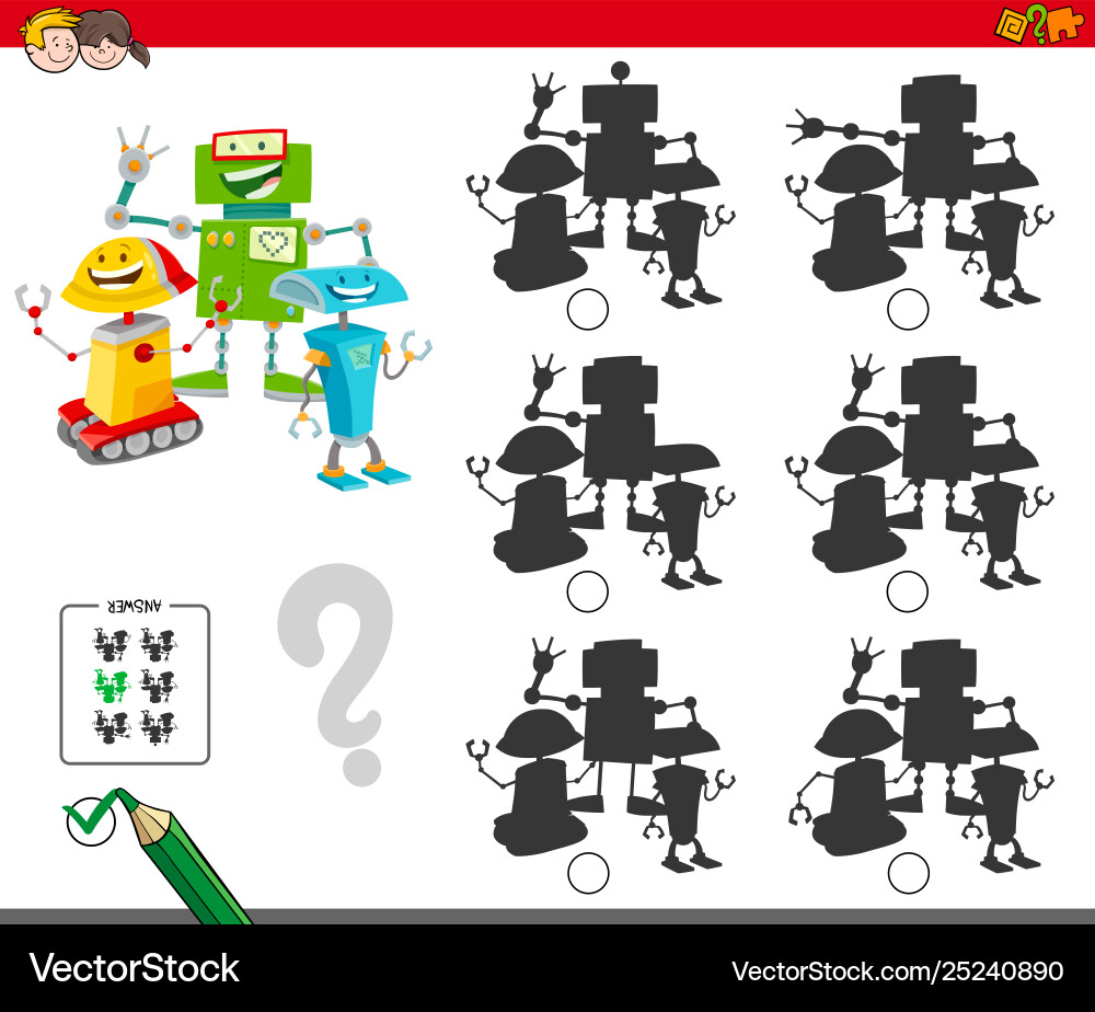 Shadow Matching Game with Robots vector image