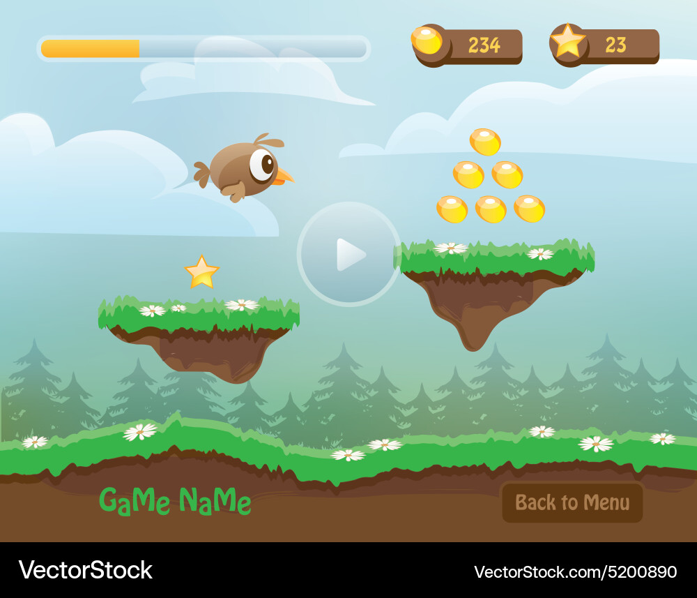 Spiel UI Elemente & Icons Vektorbild