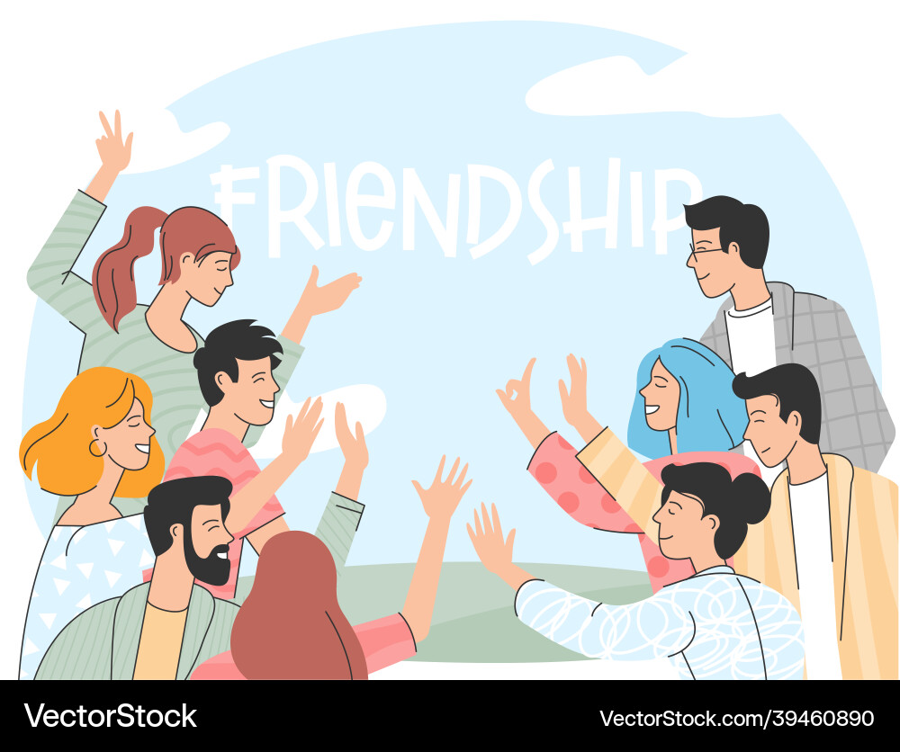 Young friends together vector image