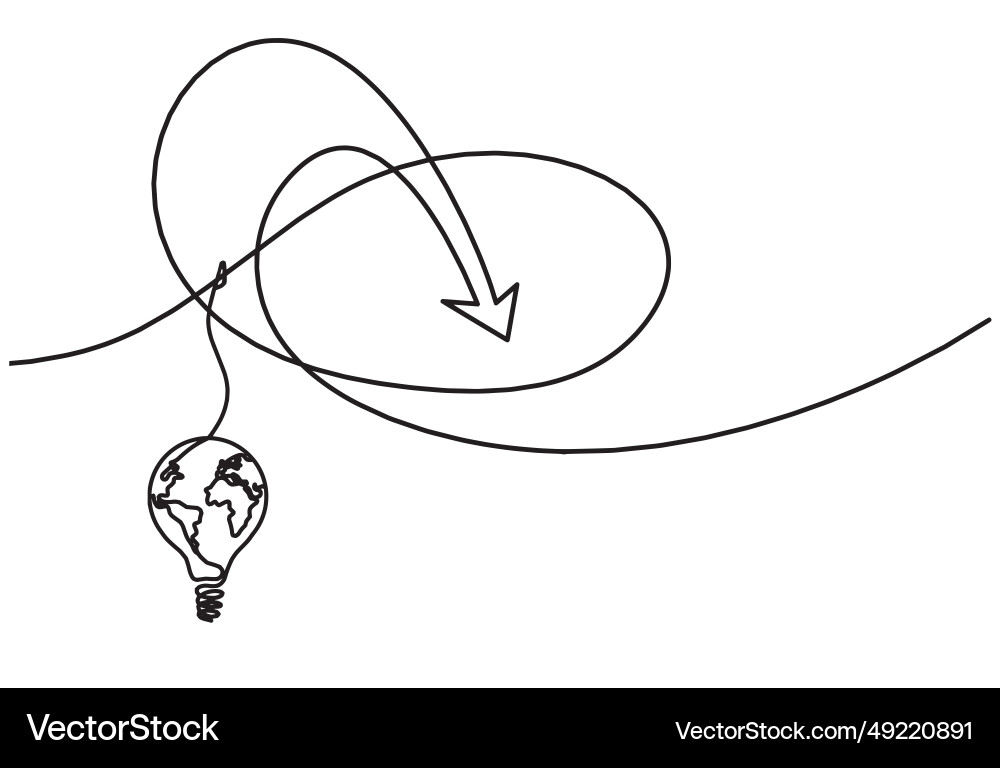 Abstract continuous lines arrows with light bulb vector image