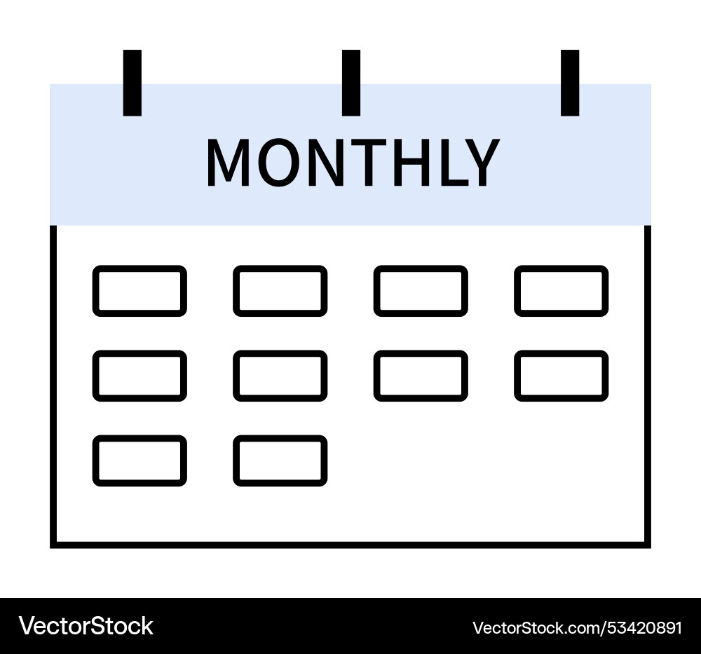 Calendar with monthly header and grid of squares Calendar with monthly header and grid of squares vector image