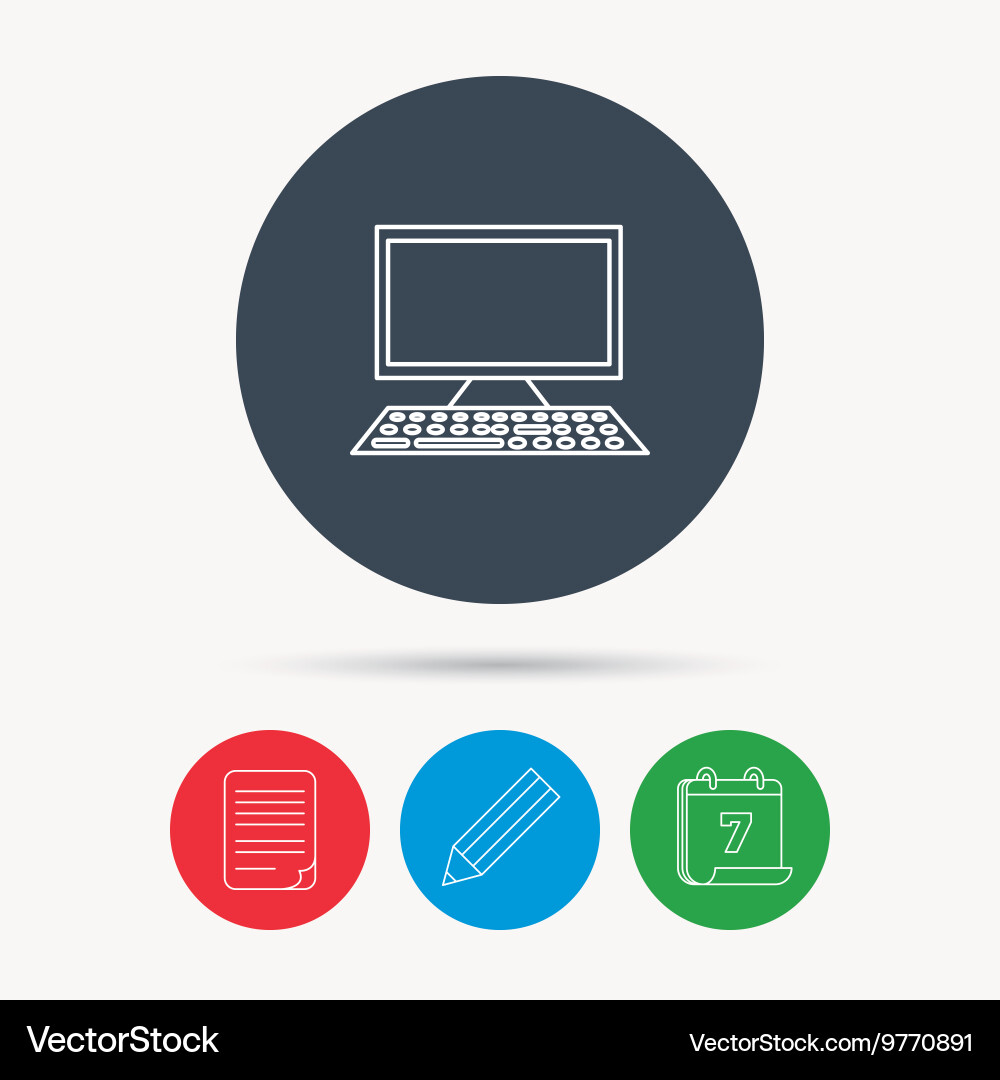 Computer pc icon widescreen display sign vector image