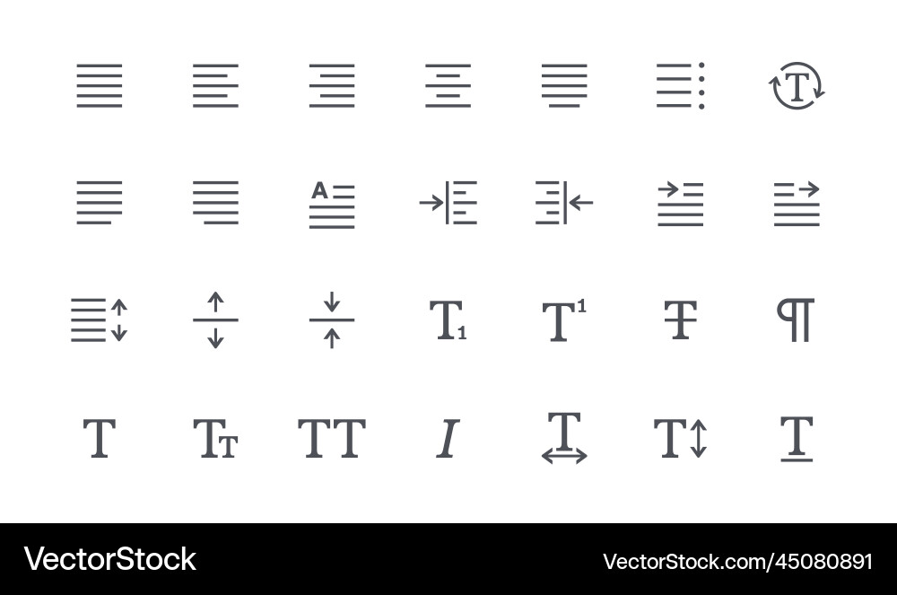 Edit text icons set Edit text icons set Vector Image