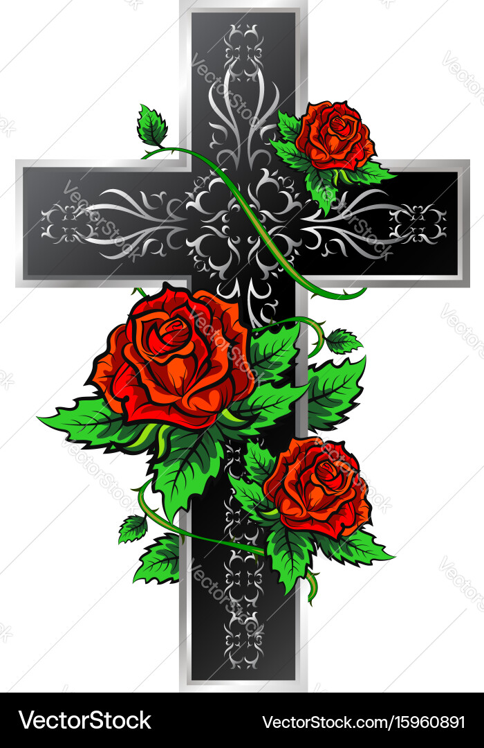 Elegant Rose Cross Ornament Royalty Free Vector Image