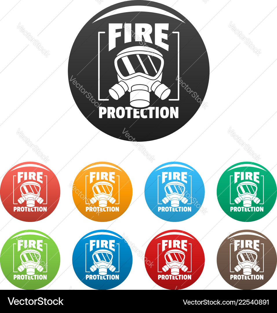 Fire protection icons set color Royalty Free Vector Image