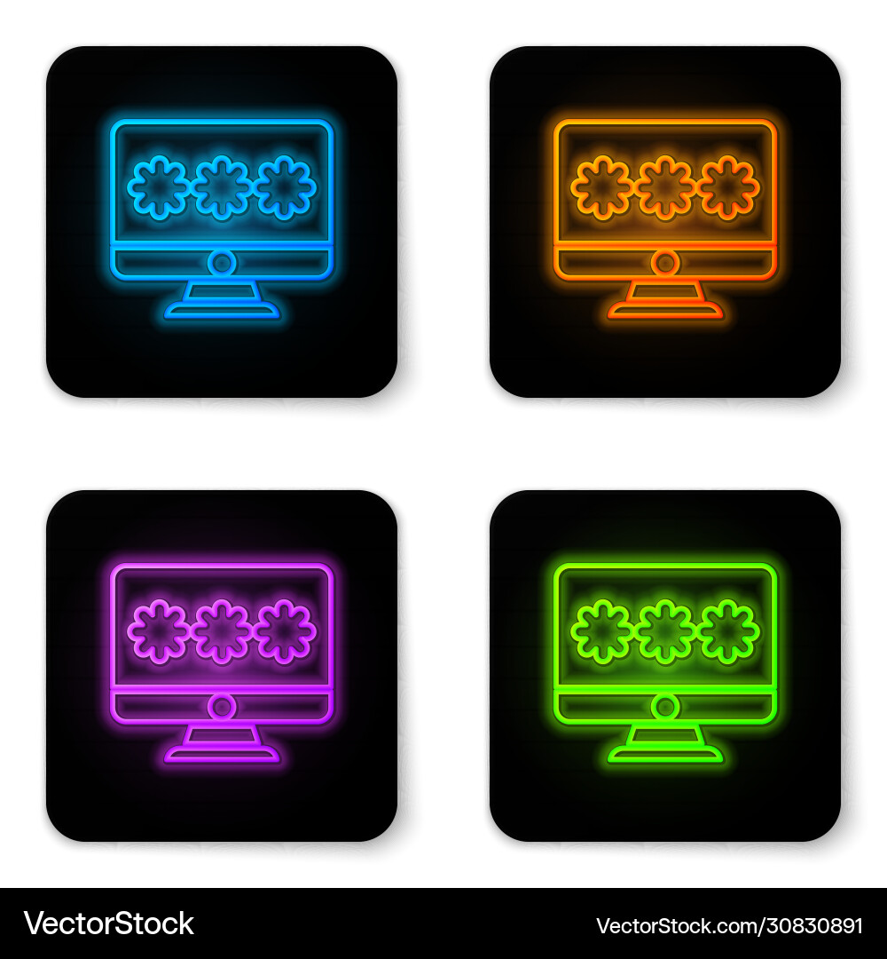 Glowing neon monitor with password notification Glowing neon monitor with password notification vector image