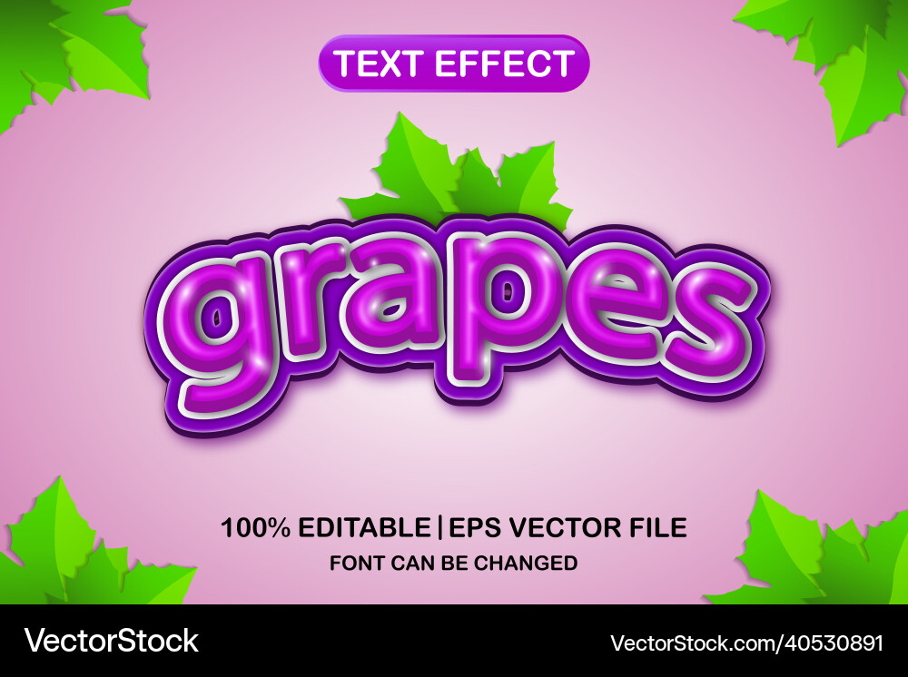 Grapes 3d editable text effect Grapes 3d editable text effect Vector Image