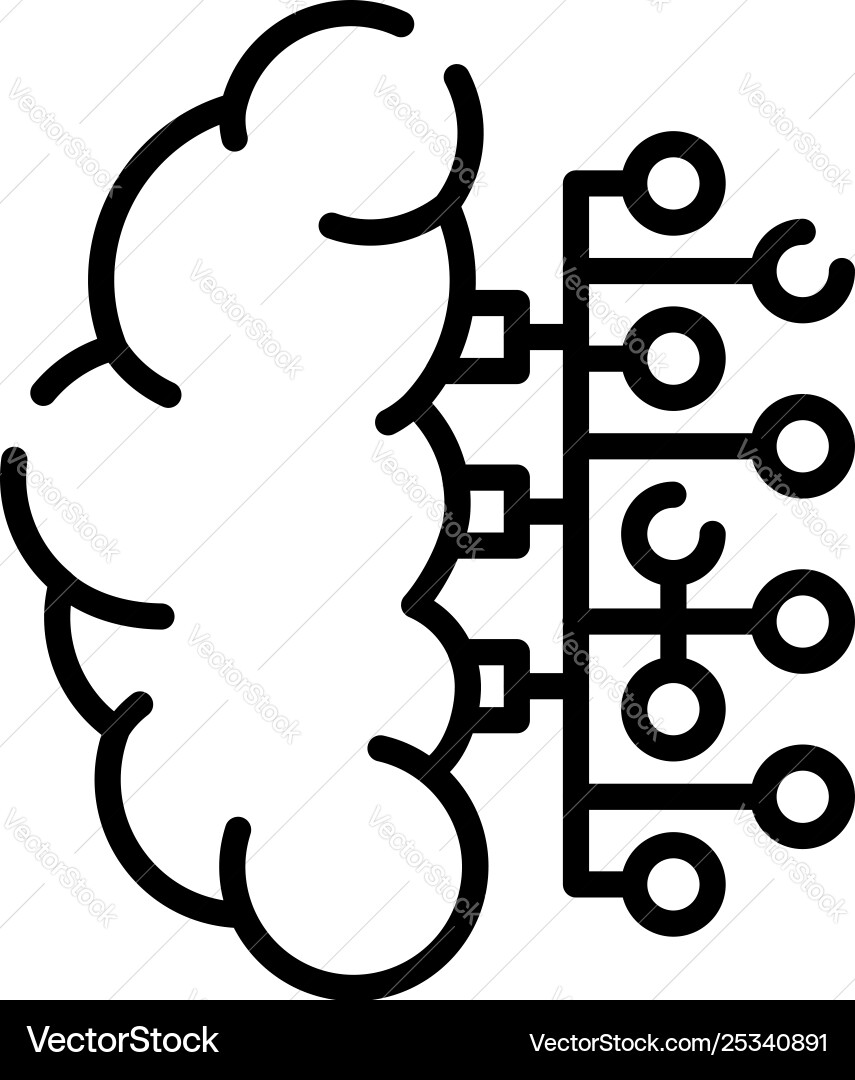 Half AI Brain Icon - Neural Network vector image