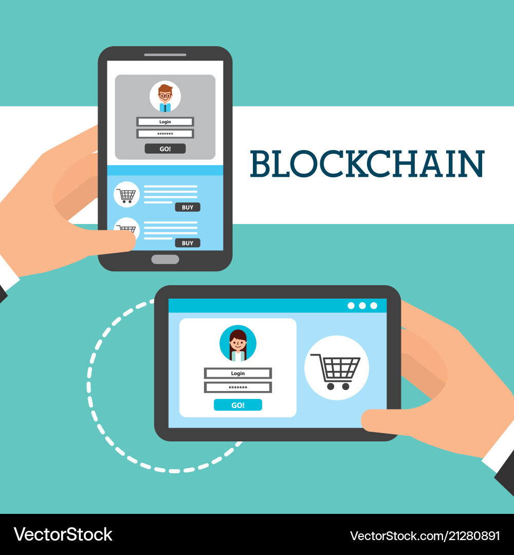 Hands with devices website virtual wallet Hands with devices website virtual wallet vector image