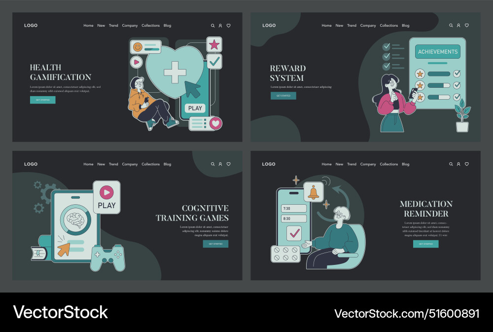 Health gamification flat Royalty Free Vector Image