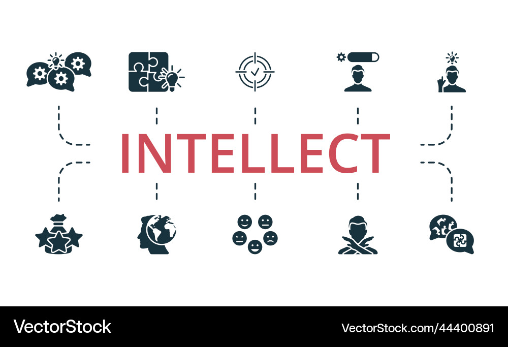 Intellect icon set monochrome simple Vector Image