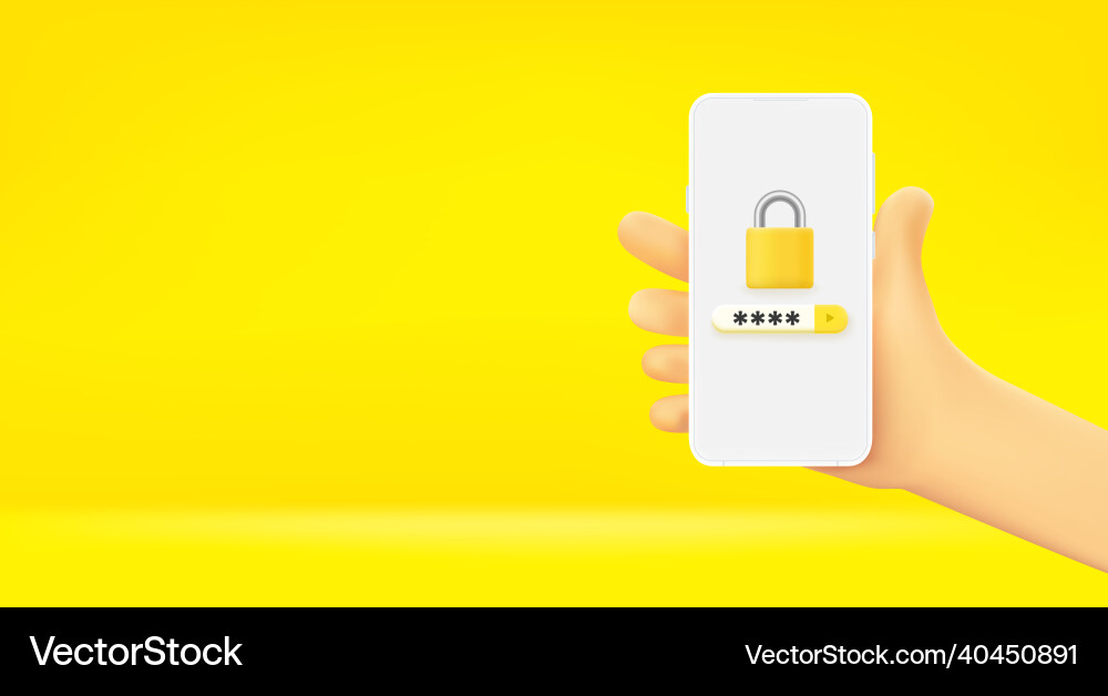 Man holding smartphone with security app vector image