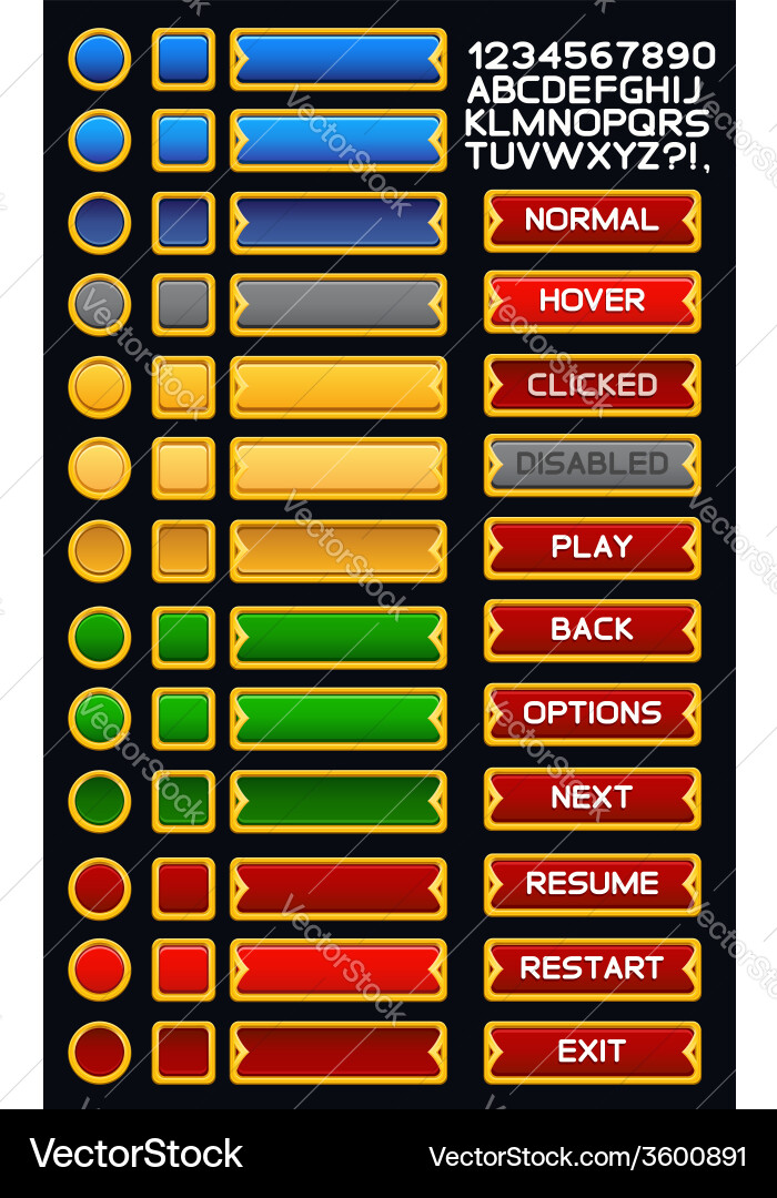 Medieval Button Set - RPG Style vector image