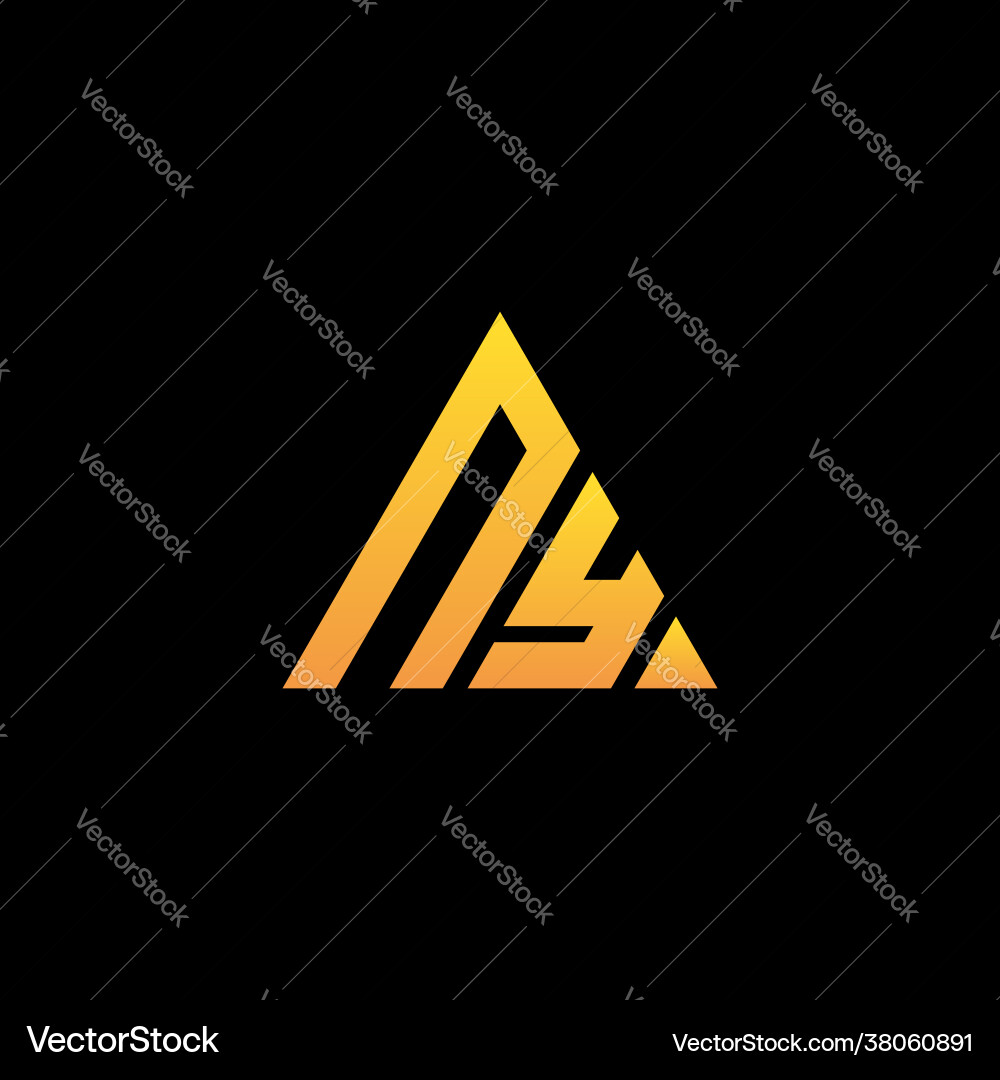 N y monogram initial logo with a yellow triangle N y monogram initial logo with a yellow triangle vector image