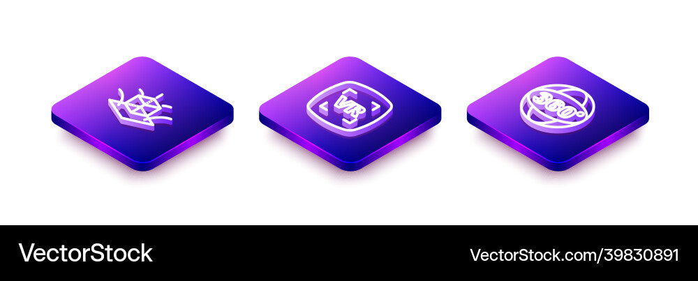 Set isometric line 3d modeling virtual reality Vector Image