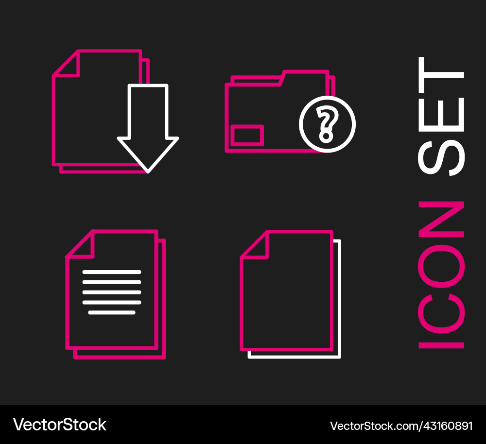 Set line document unknown folder vector image