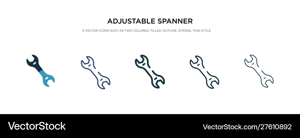 Adjustable spanner icon in different style two Adjustable spanner icon in different style two Vector Image