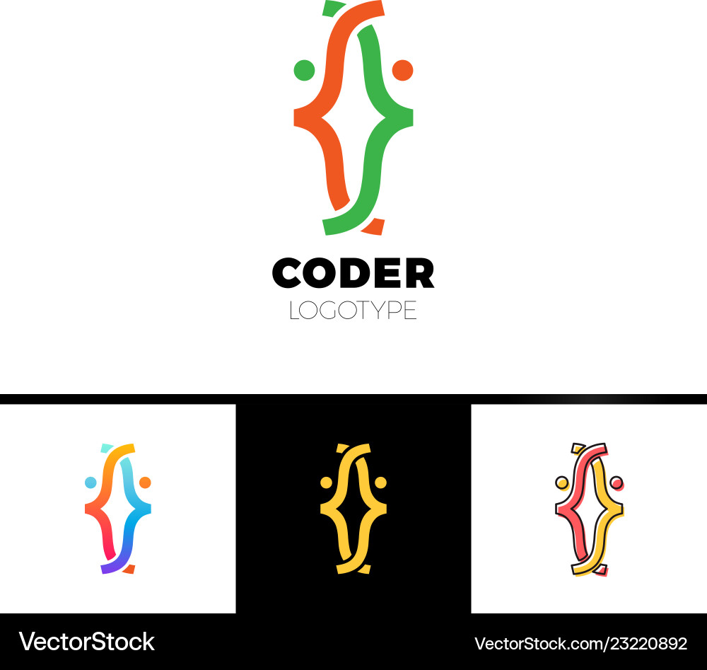 Bracket Man Logo - Coding Duo vector image