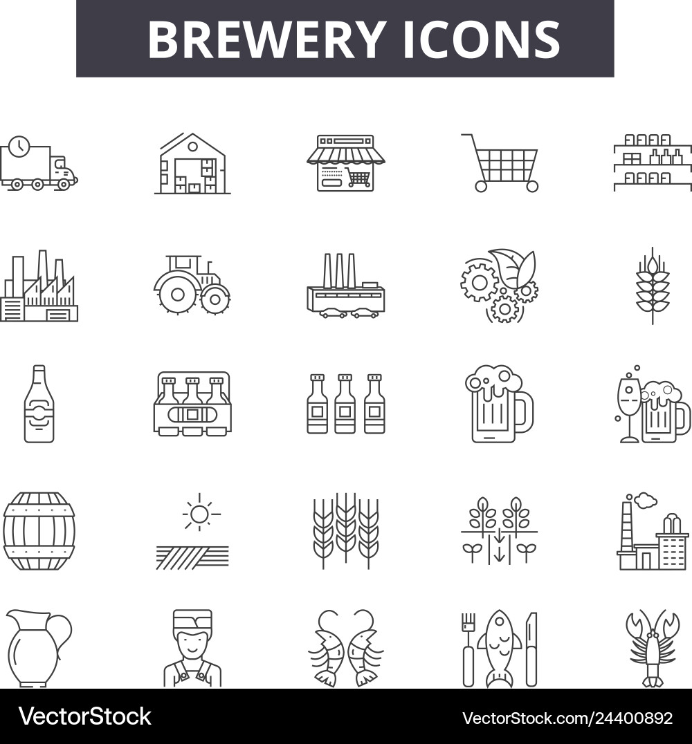 Brewery line icons for web and mobile editable Vector Image