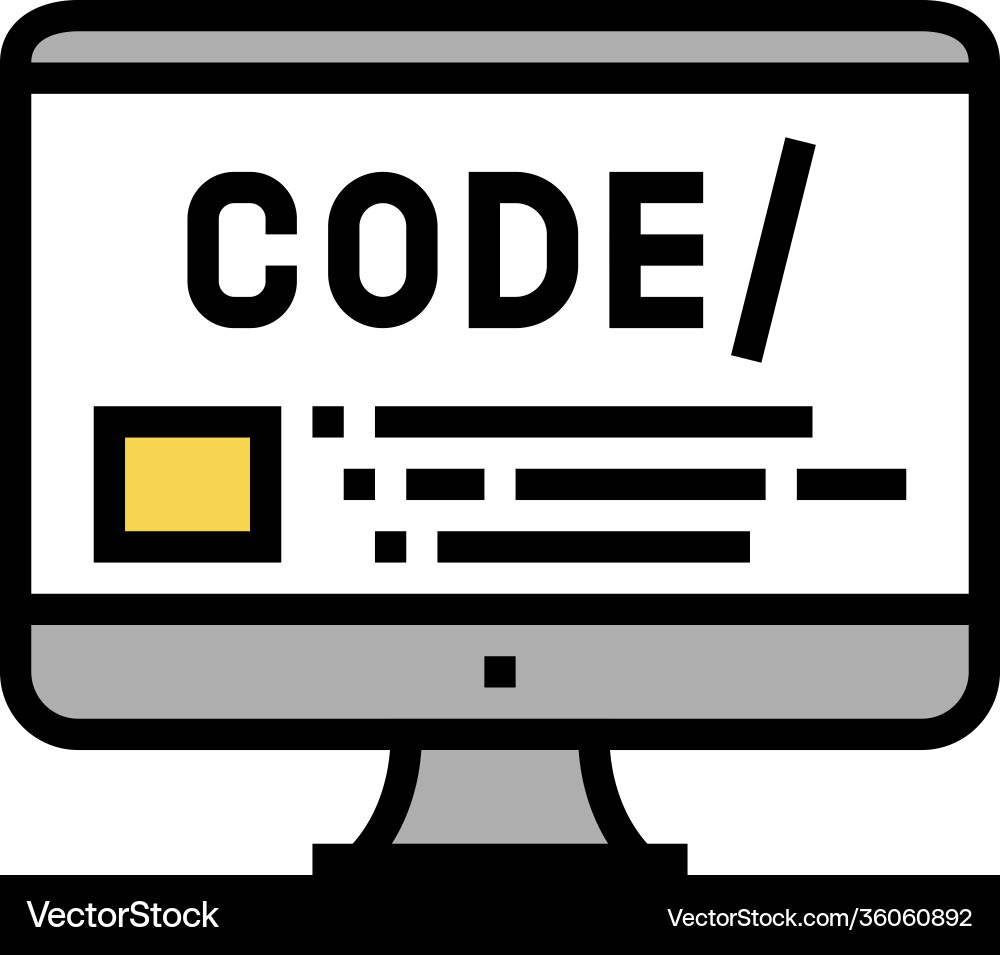 Code on computer screen color icon Vector Image