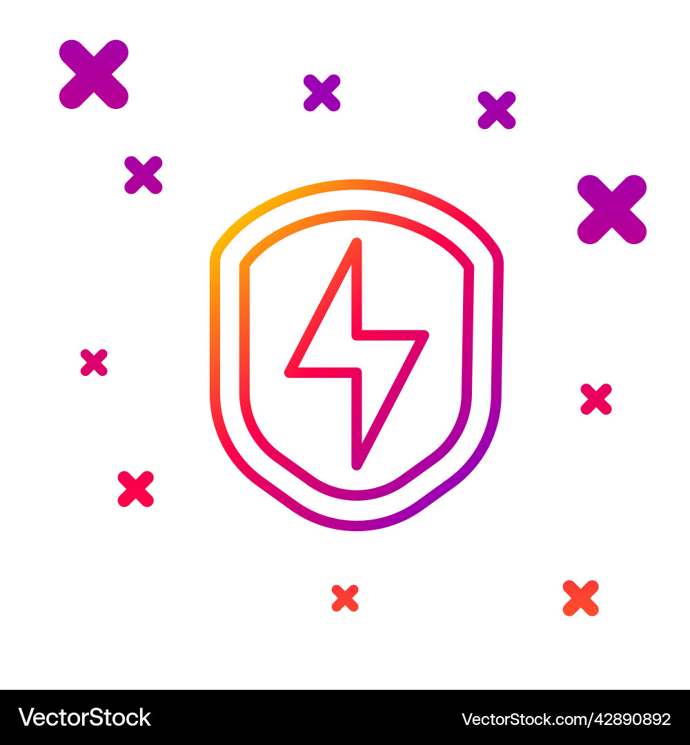 Color line secure shield with lightning icon Color line secure shield with lightning icon Vector Image