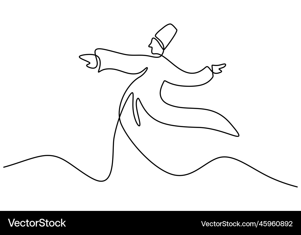 Continuous one line drawing of sufi dancer Continuous one line drawing of sufi dancer vector image