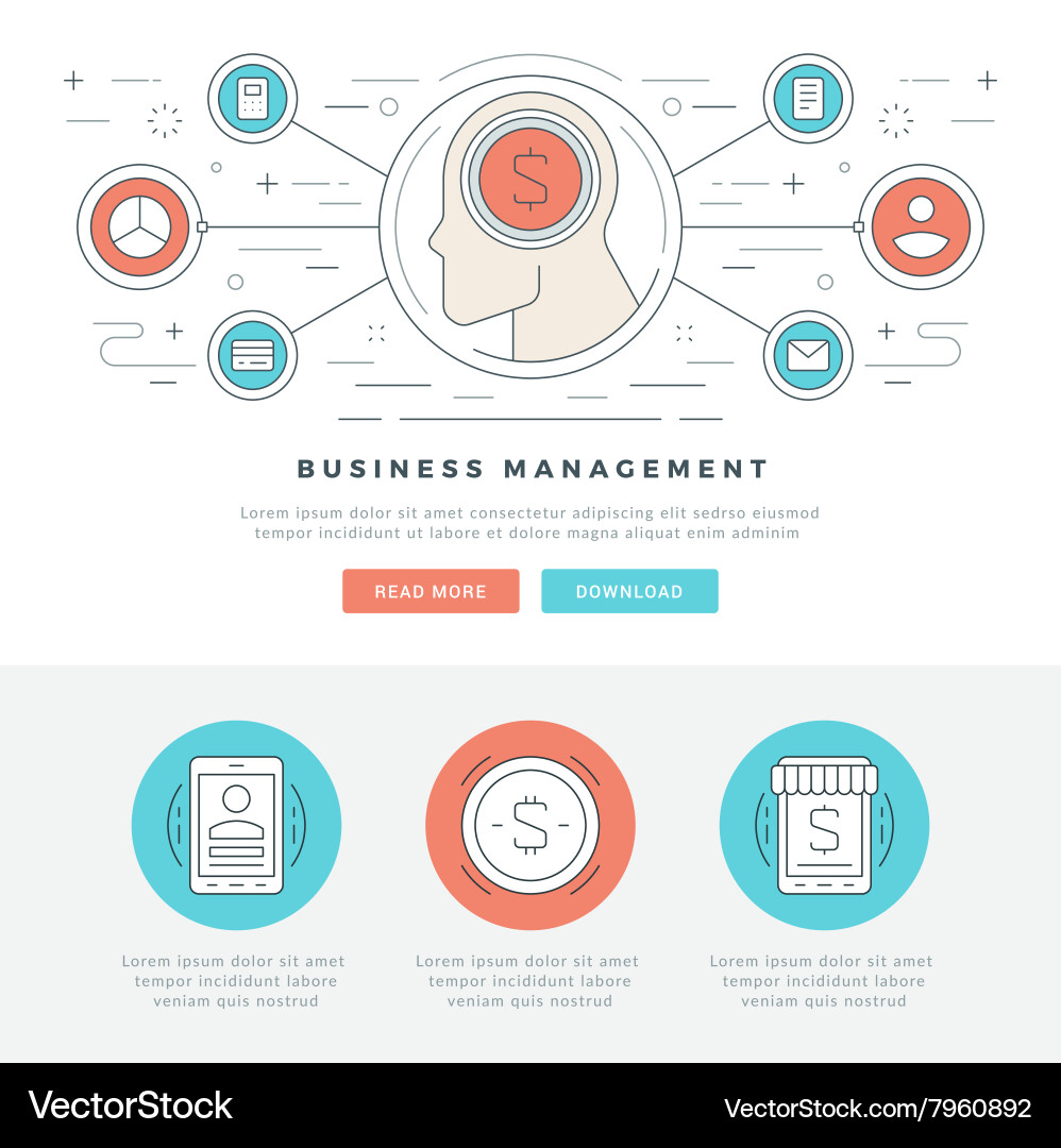 Flat line business concept web site header Vector Image