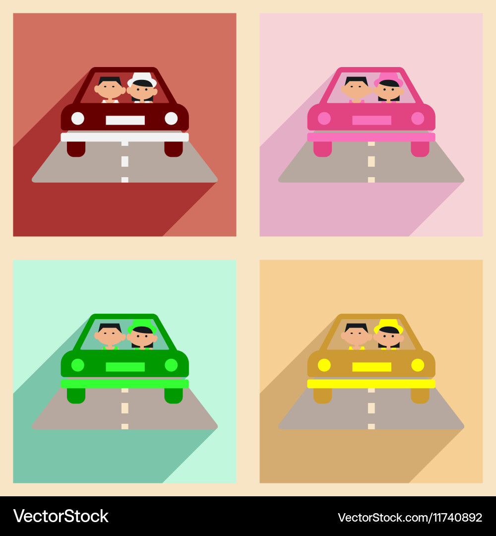 Flat with shadow concept and mobile application vector image