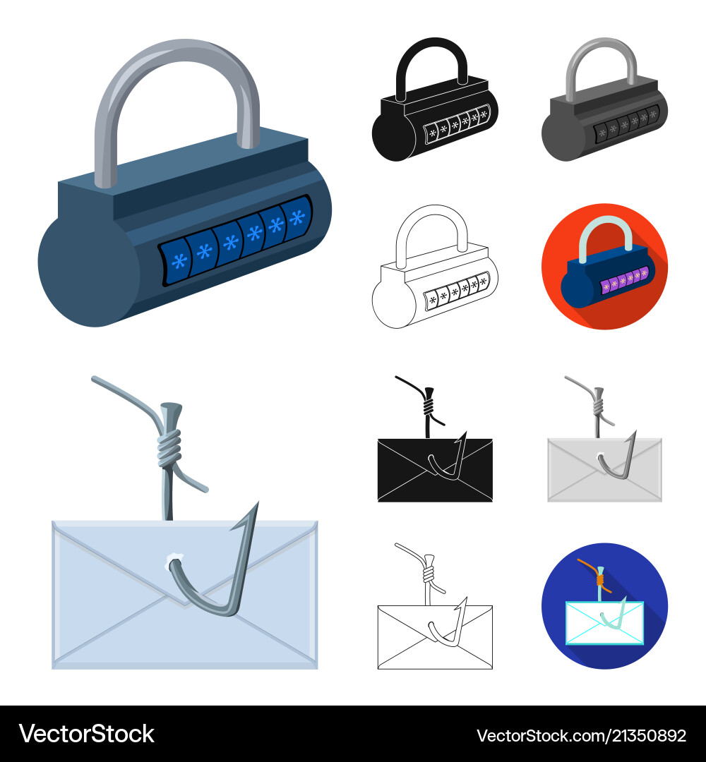 Hacker and hacking cartoonblackflatmonochrome Vector Image
