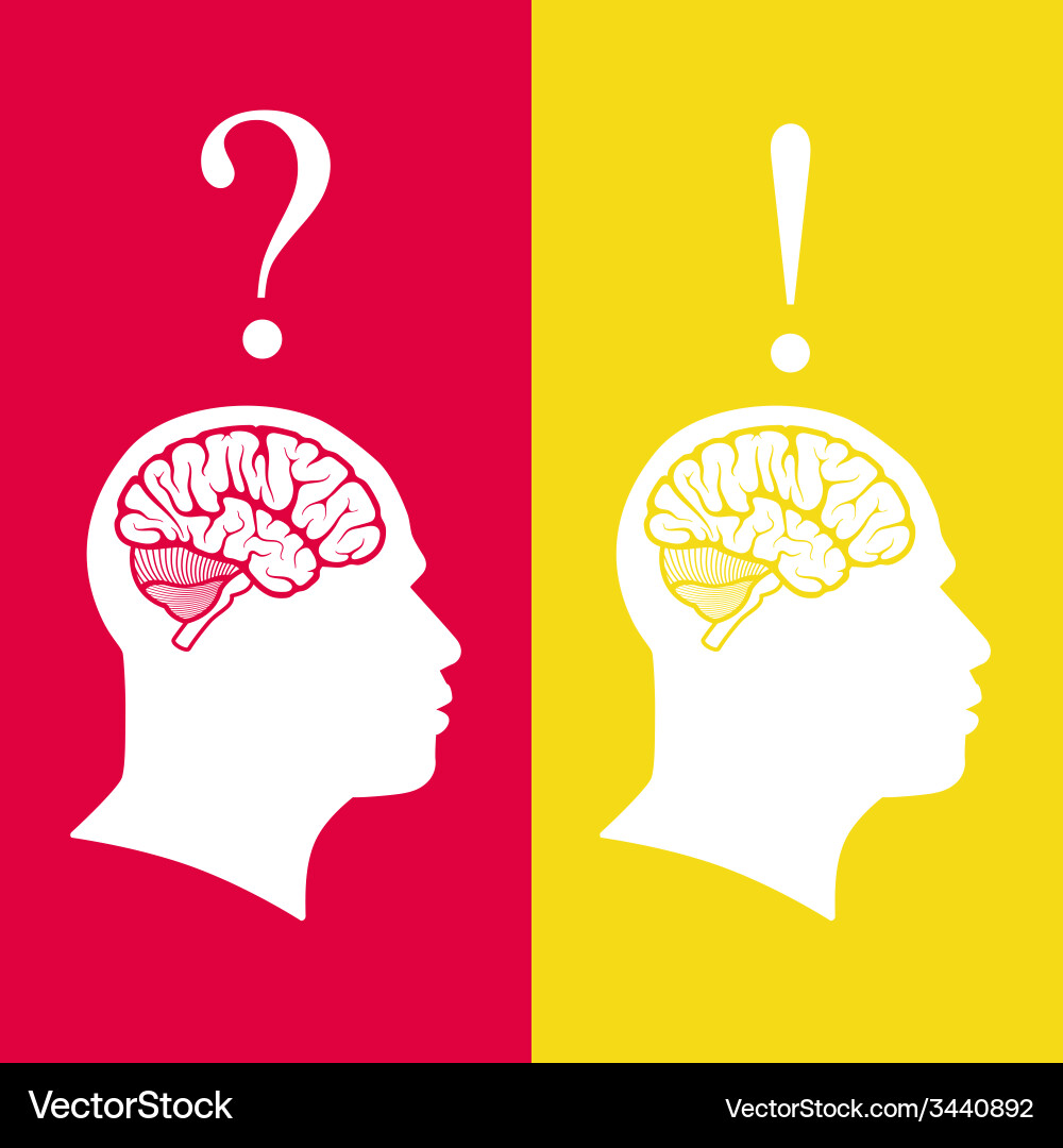 Human heads with brain problem and solution Vector Image