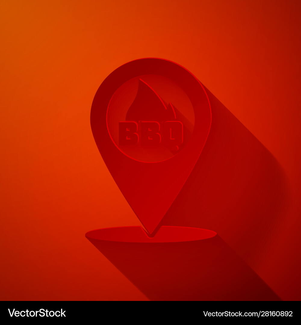 Paper cut map pointer with barbecue icon isolated Paper cut map pointer with barbecue icon isolated vector image