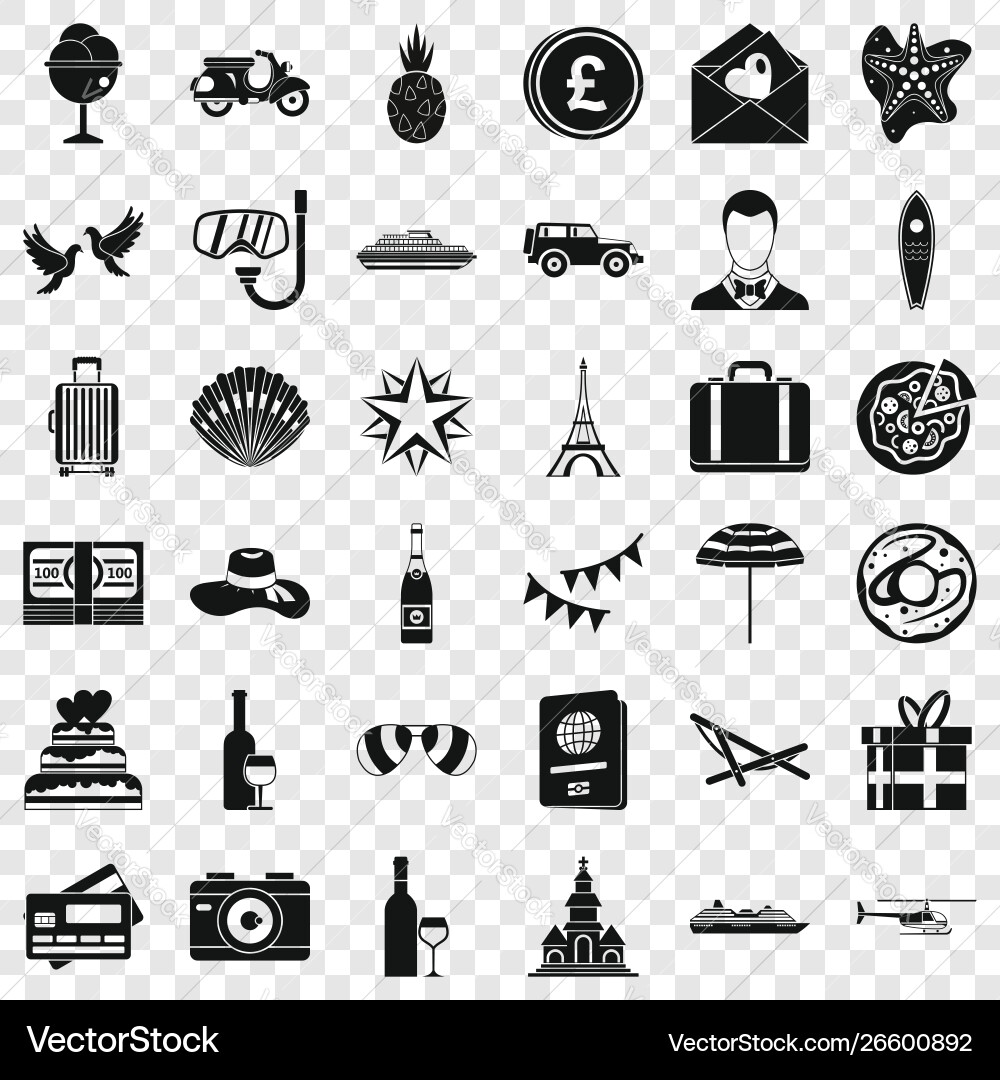 Pizza icons set simple style Pizza icons set simple style vector image
