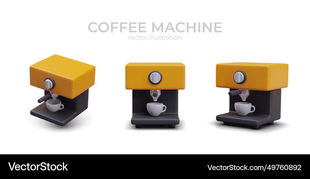 Realistic poster with coffee machine in different Realistic poster with coffee machine in different vector image