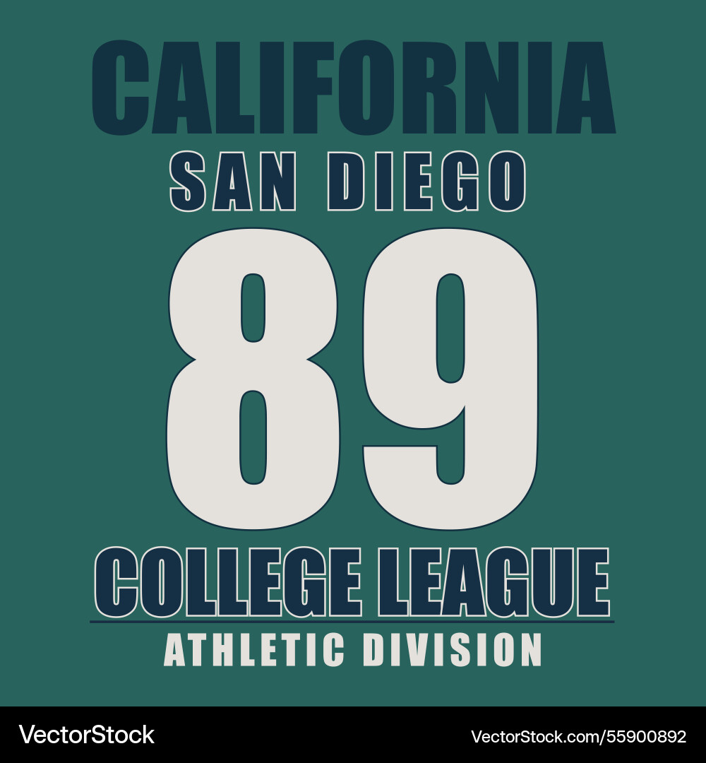 San diego typography graphics print for number t San diego typography graphics print for number t vector image