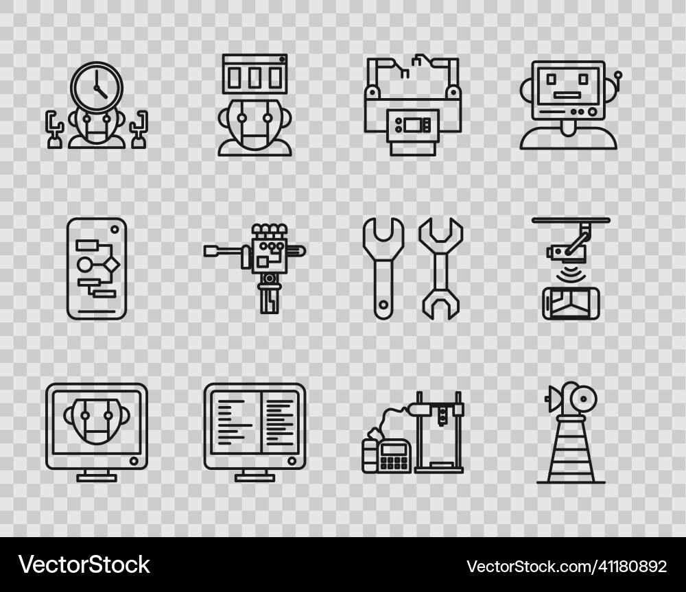 Set line bot antenna assembly computer Vector Image
