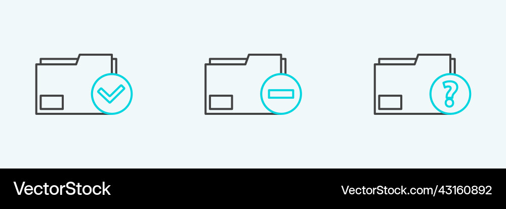 Set line unknown document folder Vector Image