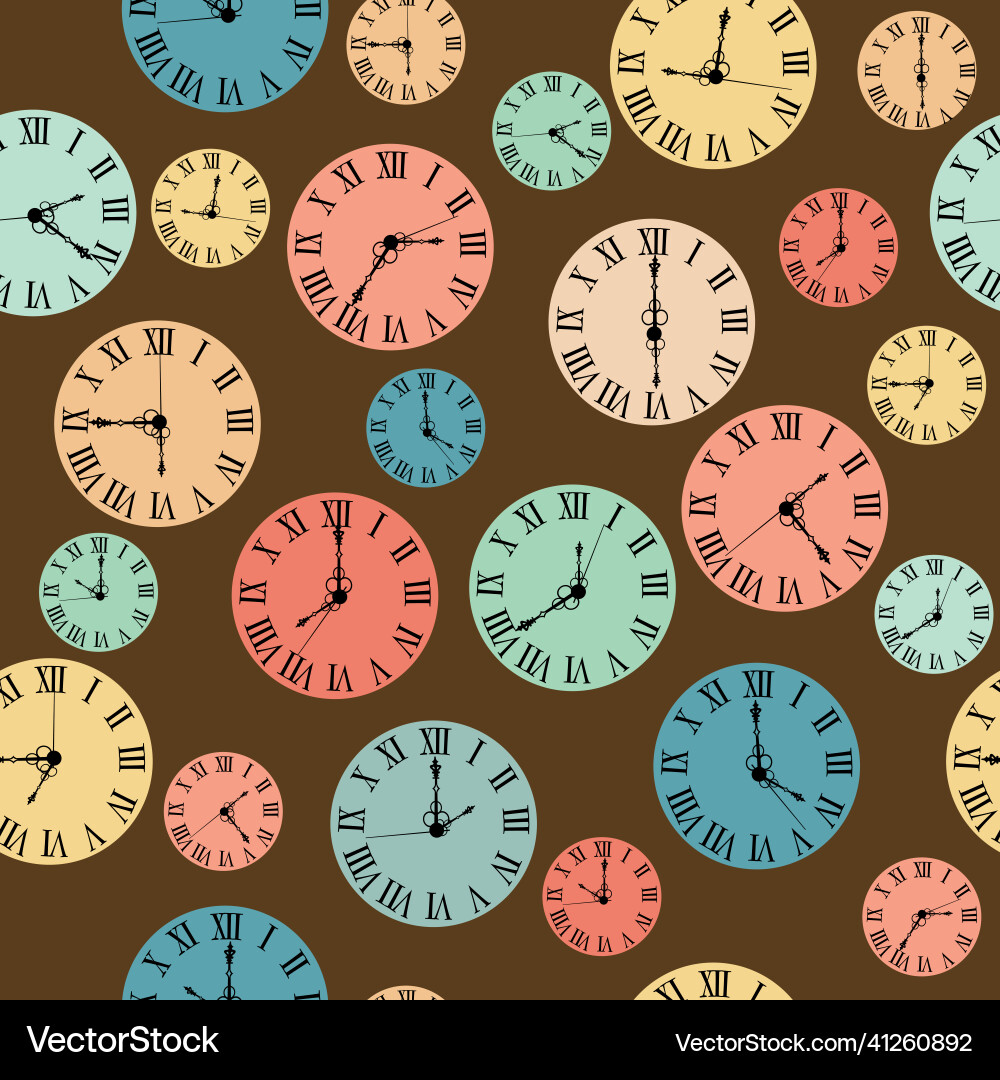 Vintage Clock Faces Seamless Pattern Royalty Free Vector
