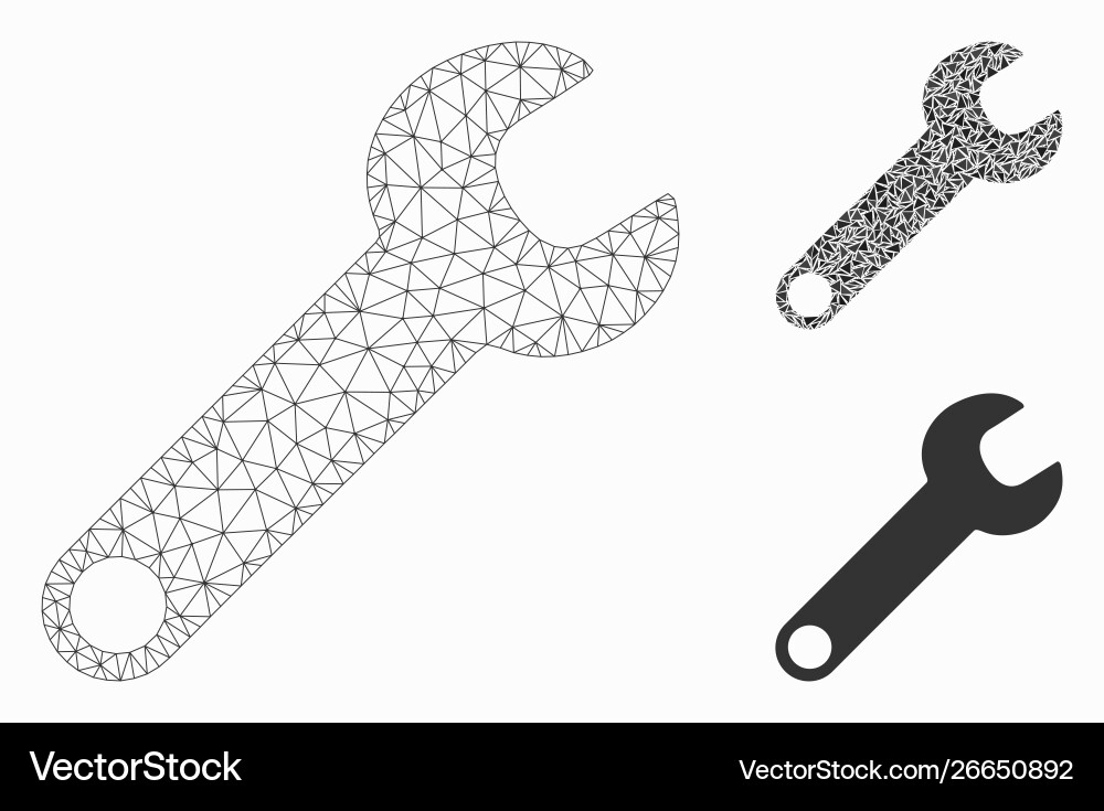 Wrench mesh 2d model and triangle mosaic Wrench mesh 2d model and triangle mosaic vector image