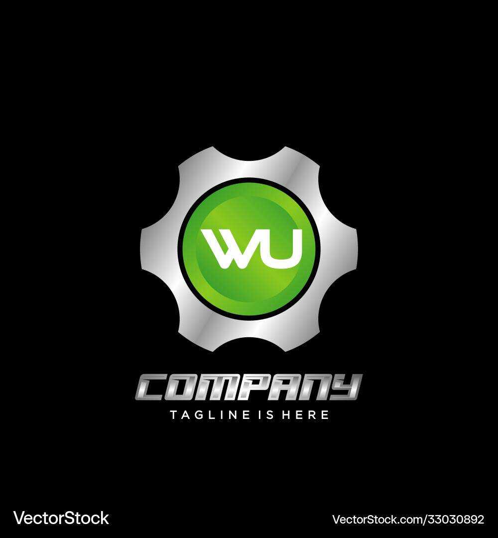 Wu initial gear icon logo design element Wu initial gear icon logo design element vector image