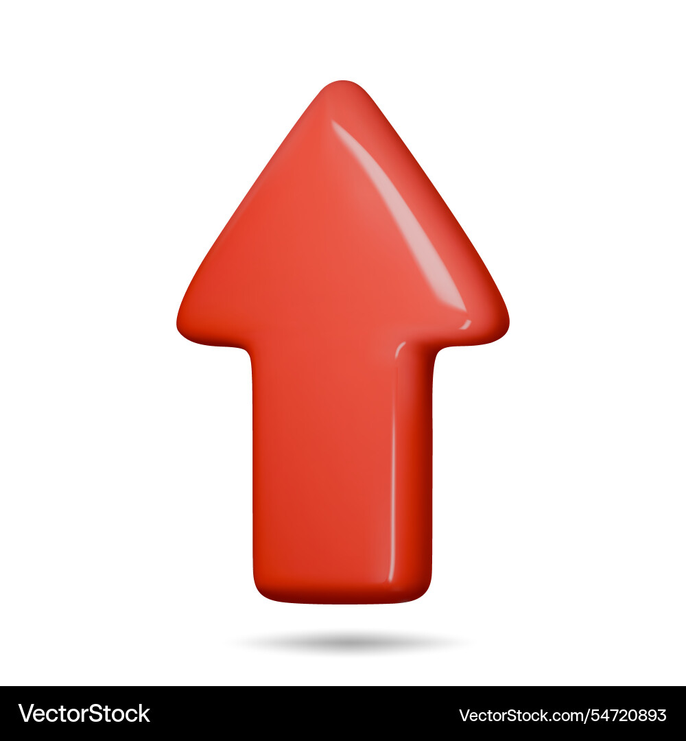 3d arrow pointing up red color realistic 3d arrow pointing up red color realistic vector image
